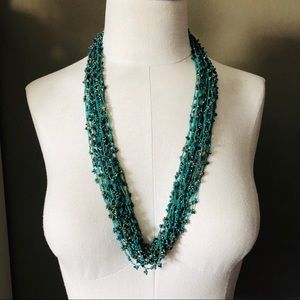 Turquoise Beaded Multi Layer / Stranded Necklace